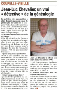 Une interview de Jean-Luc Chevalier dans la Voix du Nord du 22 mai 2014